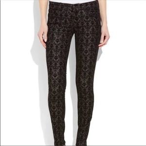 Koral Black Damask Velvet Pants. Size 29